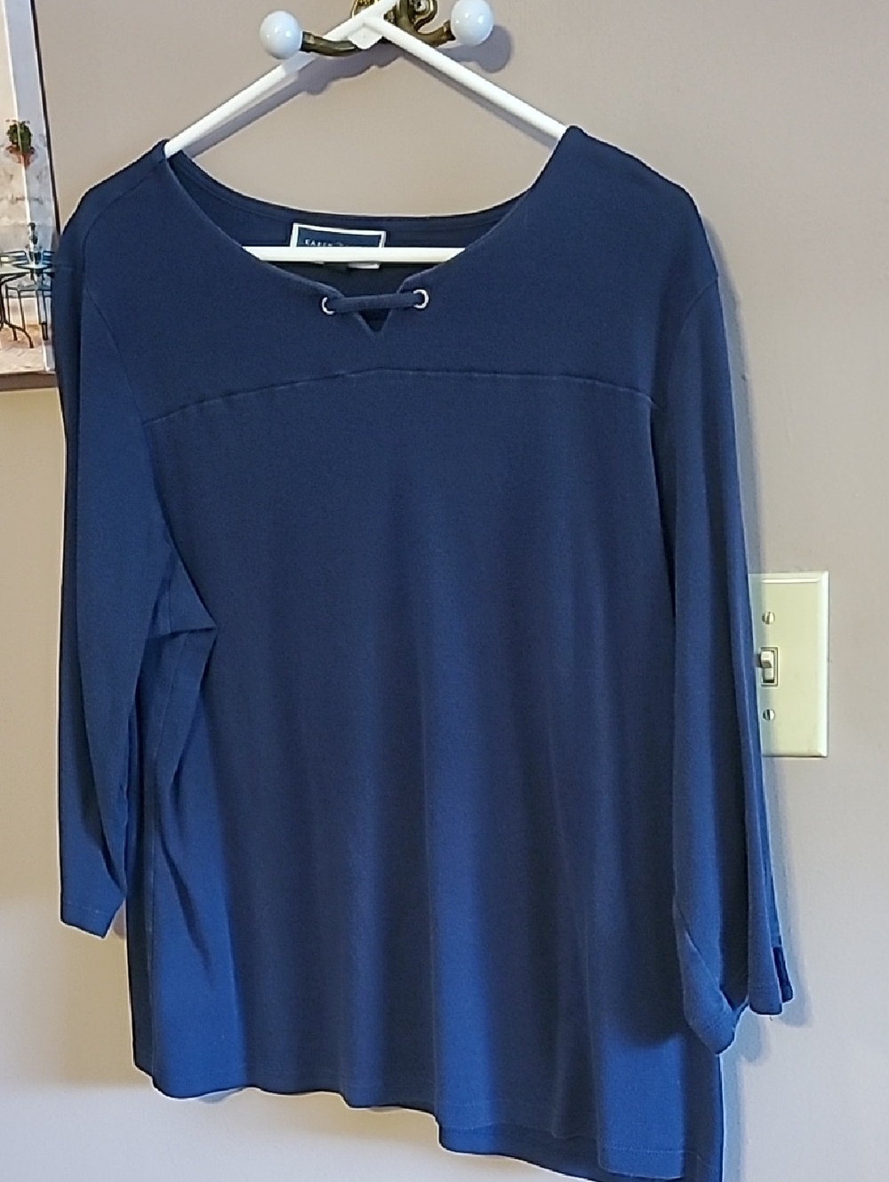 Navy Lace-Up Boatneck Top
